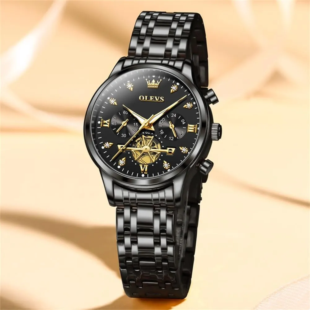 OLEVS Womens Watch Gifts Set with Bracelet Rose Gold for Lady Female Minimalist Simple Slim Thin Casual Dress Analog Quartz Wrist Watches Waterproof Two Tone