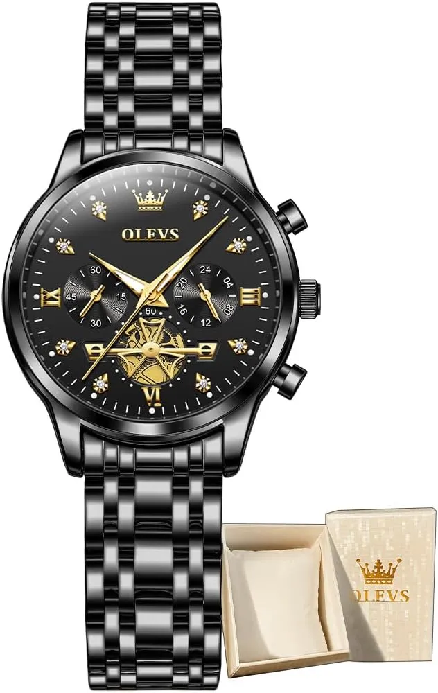 OLEVS Womens Watch Gifts Set with Bracelet Rose Gold for Lady Female Minimalist Simple Slim Thin Casual Dress Analog Quartz Wrist Watches Waterproof Two Tone