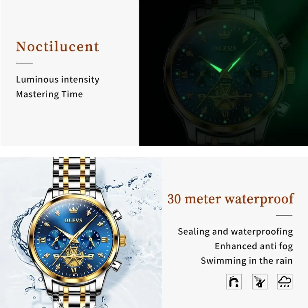 OLEVS Womens Watches Chronograph Luxury Diamond Dress Quartz Wrist Watches Stainless Steel Waterproof Luminous