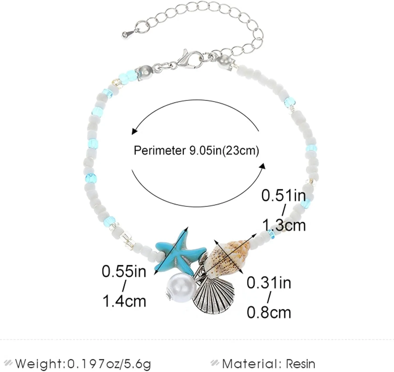 Otxas Ankle Bracelet for Women Waterproof Layered Beaded Anklet Elastic Ankle Bracelet Heart Ankle Bracelet for Women Summer Beach Foot Jewelry Stretch Ankle Bracelets
