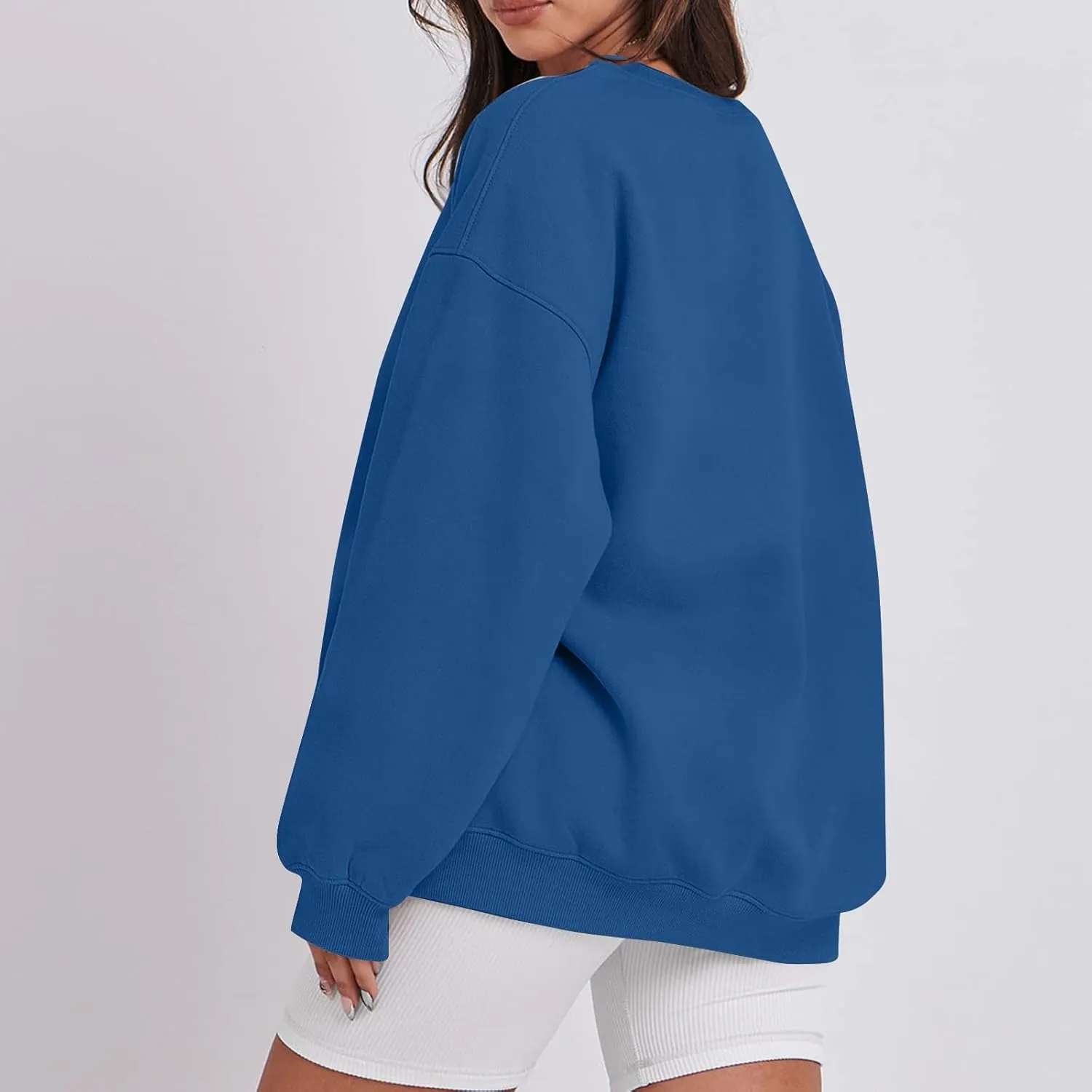 Oversized Crewneck Sweatshirts Women Casual Long Sleeve Pullover Sweaters Drop Shoulder Comfy Fleece Sweatshirts