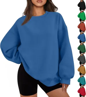 Oversized Crewneck Sweatshirts Women Casual Long Sleeve Pullover Sweaters Drop Shoulder Comfy Fleece Sweatshirts