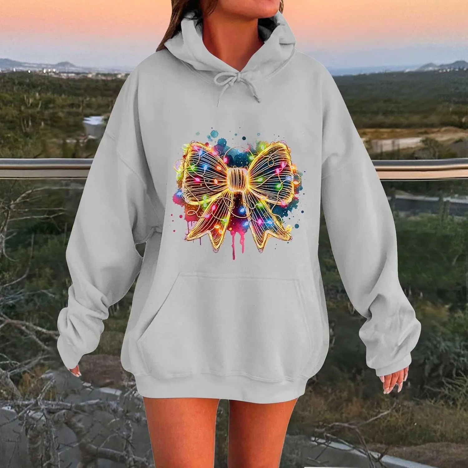Oversized Hoodies for Women 2024 Christmas Cute Winter Long Sleeve Pullover Casual Comfy Loose Sweatshirt with Pocket