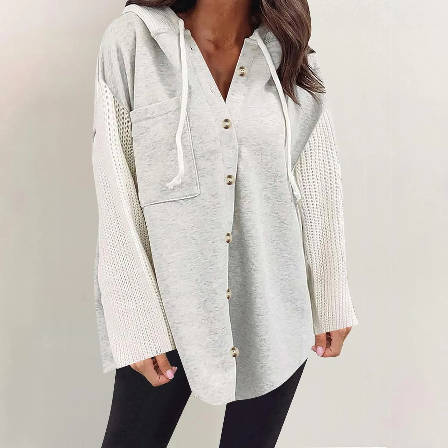 Oversized Sweatshirt Jackets for Women Trendy 2025 Spring Outfits Casual Long Sleeve Button Hooded Shacket Hoodies