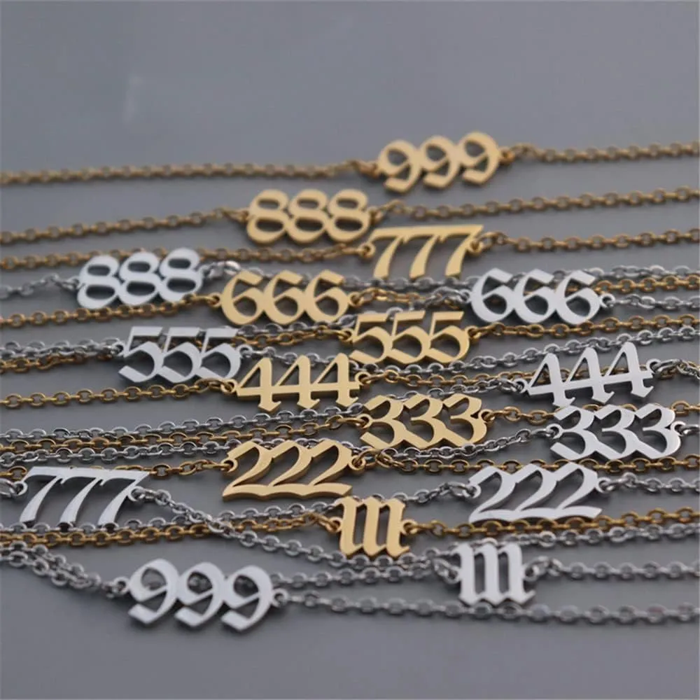 PAMTIER Angel Number Ankle Bracelet for Women Stainless Steel Adjustable Chain Anklet Dainty Simple Numerology Jewelry