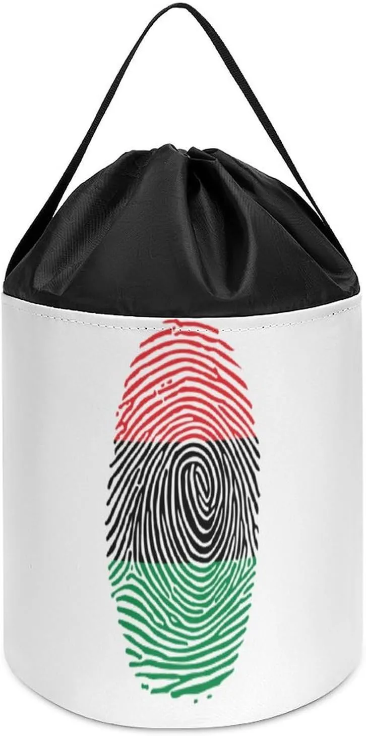 Pan Africa Fingerprint Portable Organizer Round Organizer Storage Bag Bucket Makeup Cosmetic Bags, style