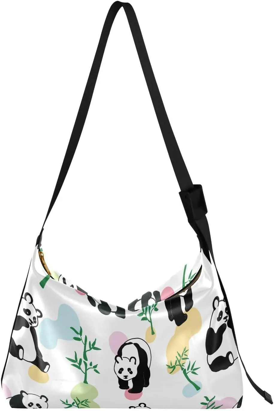 Panda Bamboo Animals Hobo Crossbody Bags for Women Leather Large Shoulder Bag Cross Body Trendy Womens Tote Bags Handbag for Travel Shopping