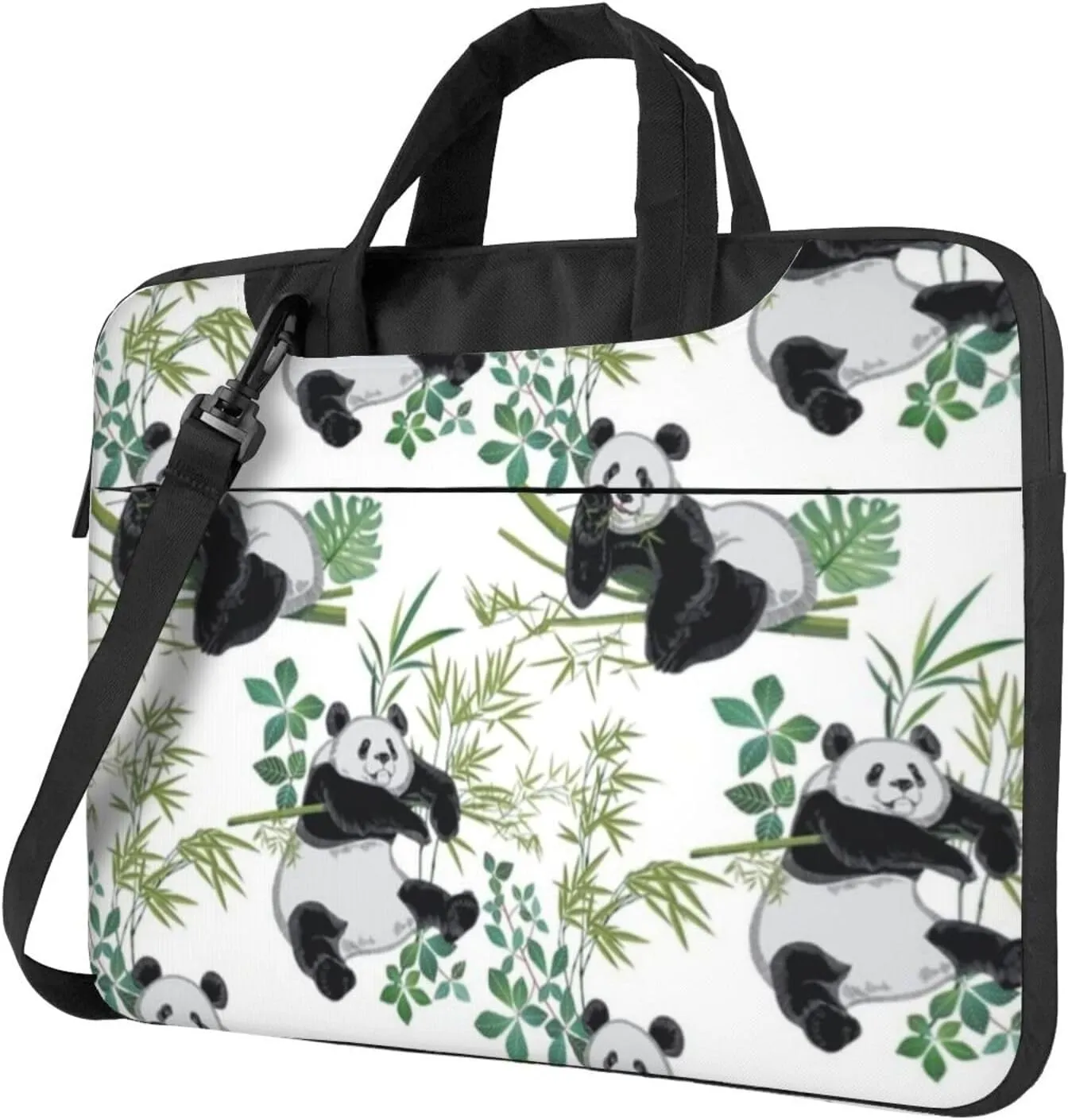 Panda Bear Eat Bamboo Waterproof 13-15.6 Inch Laptop Bag For Man And Women, Computer Messenger Bag, Trendy Shoulder Strap Design