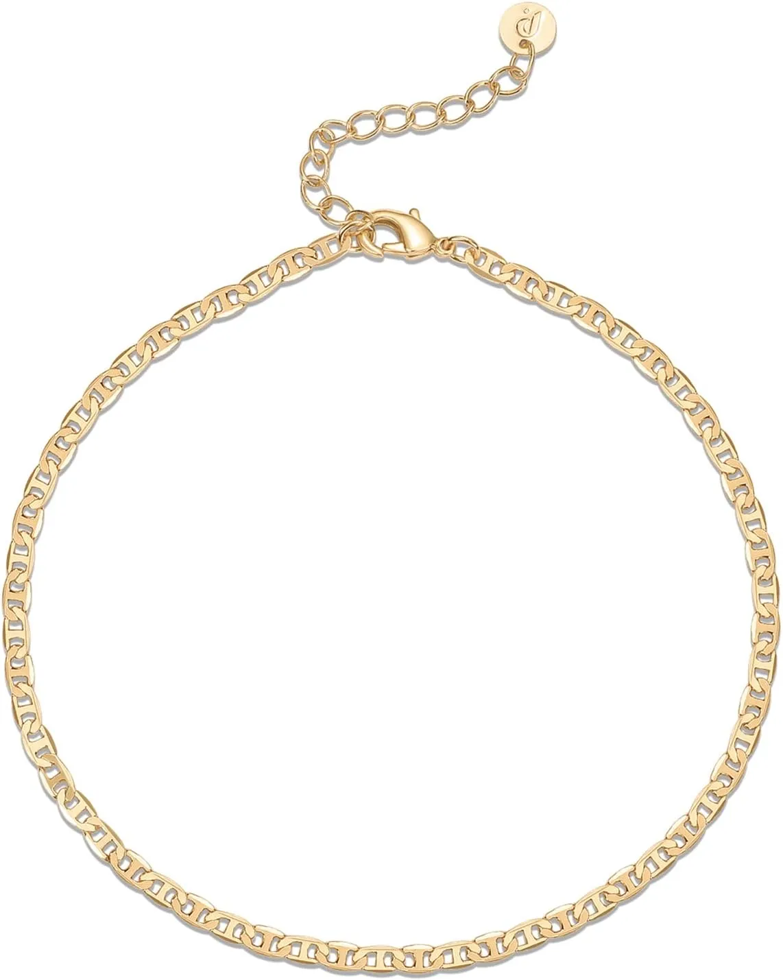 PAVOI 14K-18K Gold Plated Charm Link Flat Gold Anklets for Women | Beaded Marina Link Mariner Paperclip Snake Chain Jewelry Anklets