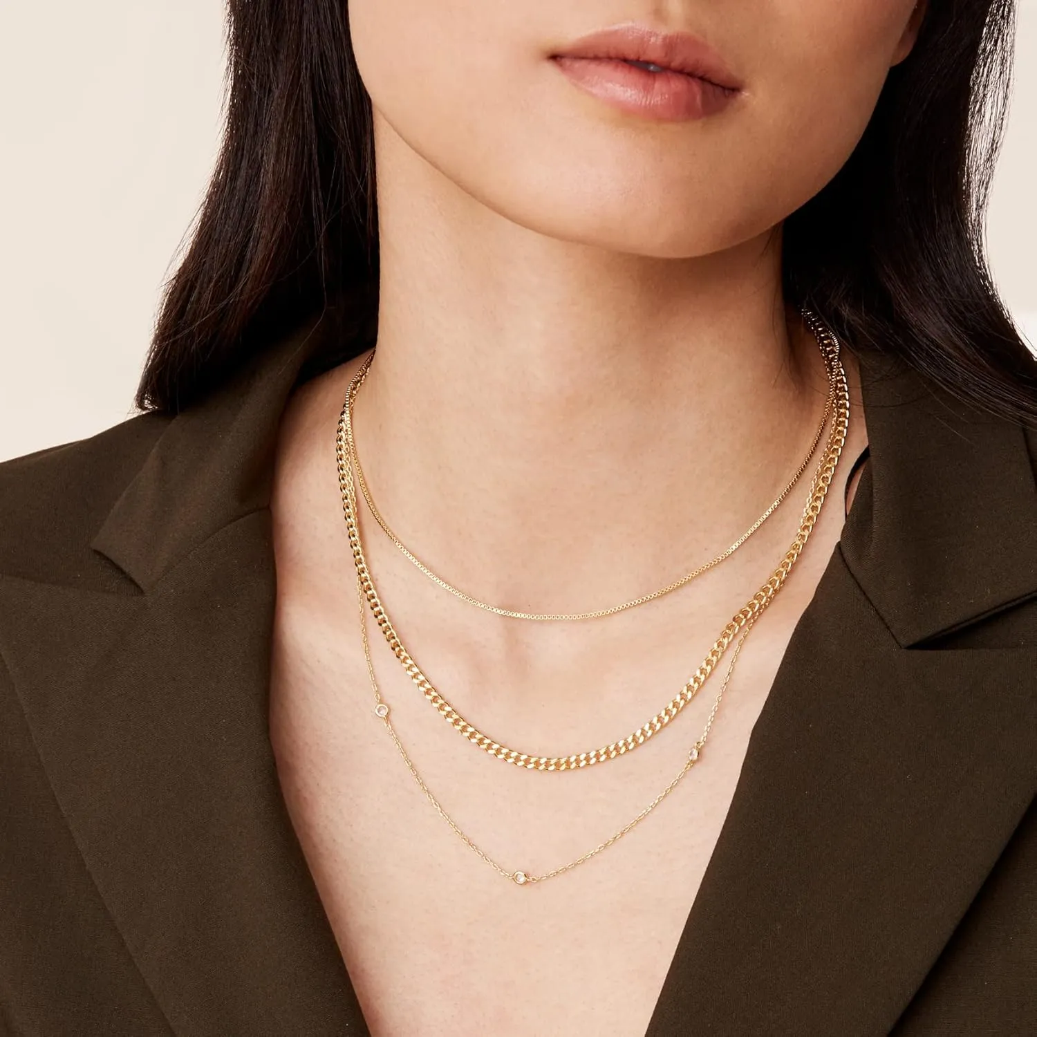 PAVOI 14K Gold Plated Dainty Layering Necklaces for Women | Snake Chain, Curb Link, Paperclip Layered Chains | Trendy Layering Necklace