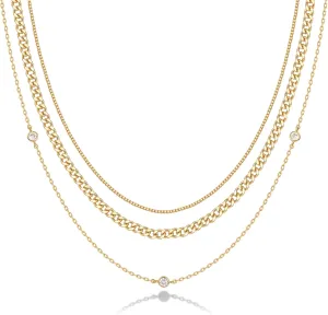 PAVOI 14K Gold Plated Dainty Layering Necklaces for Women | Snake Chain, Curb Link, Paperclip Layered Chains | Trendy Layering Necklace