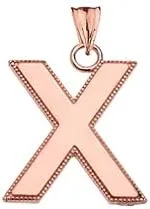 Personalized Rose Gold Milgrain Initial Pendant Necklace - Gold Purity:: 10K, Pendant/Necklace Option: Pendant With 16" Chain