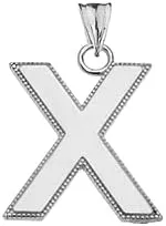 Personalized White Gold Milgrain Initial Pendant Necklace - Gold Purity:: 10K, Pendant/Necklace Option: Pendant With 16" Chain