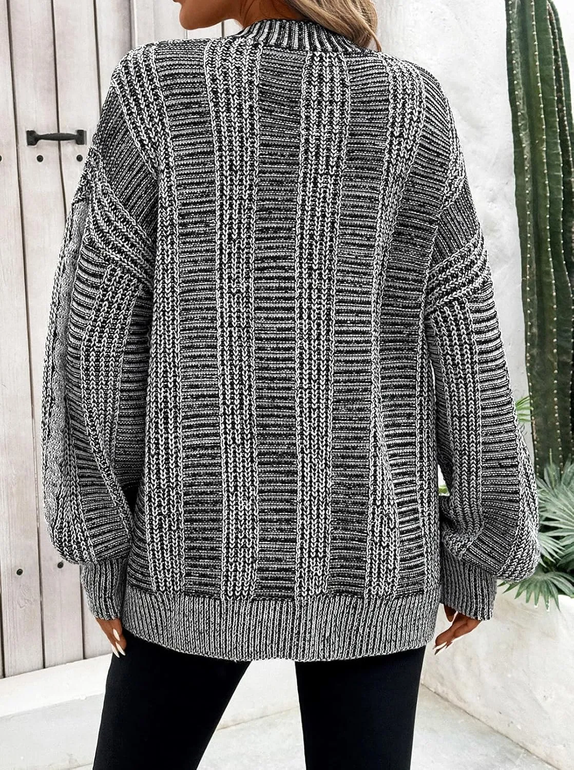 Pink Queen Women's 2024 Fall Winter Cardigan Sweater Long Sleeve Cable Knit Loose Outerwear Coat