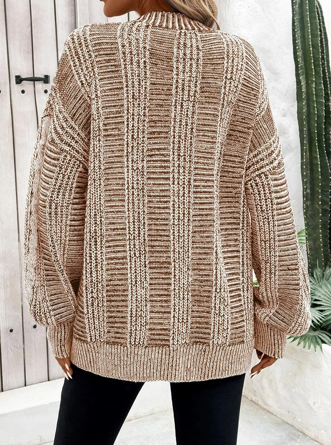 Pink Queen Women's 2024 Fall Winter Cardigan Sweater Long Sleeve Cable Knit Loose Outerwear Coat