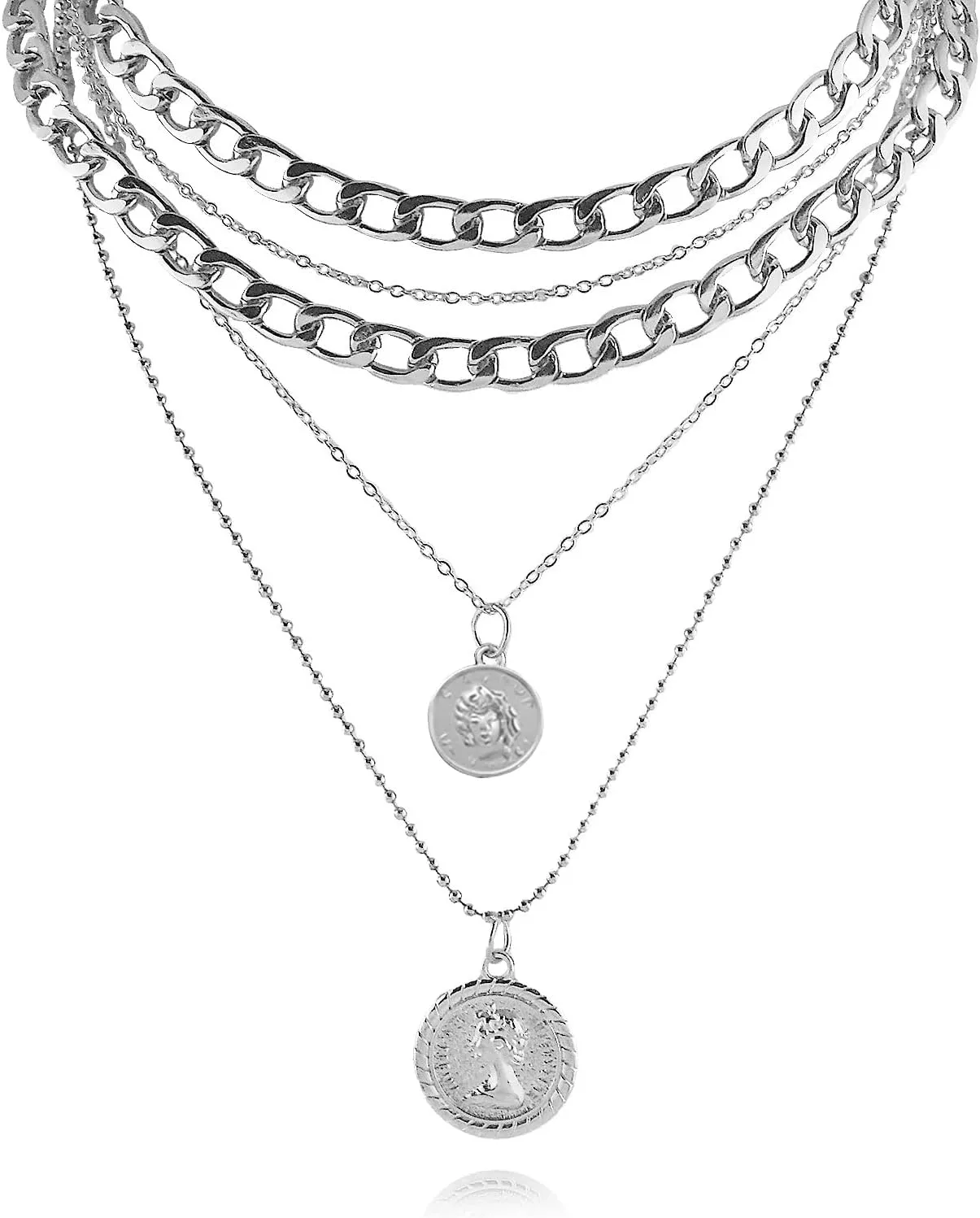 Pirate Necklace Chunky Gold Necklace for Women vintage Pirate Coin Pendant Necklace Fashion Chunky Chain Choker Necklaces Pirate Costume Women Men Jewellery