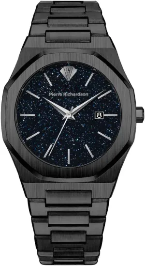 PIRRE Richardson PR5624 Mens Watch  Black Stainless Steel, Star Dust Dial, Sapphire Crystal Glass, 5ATM