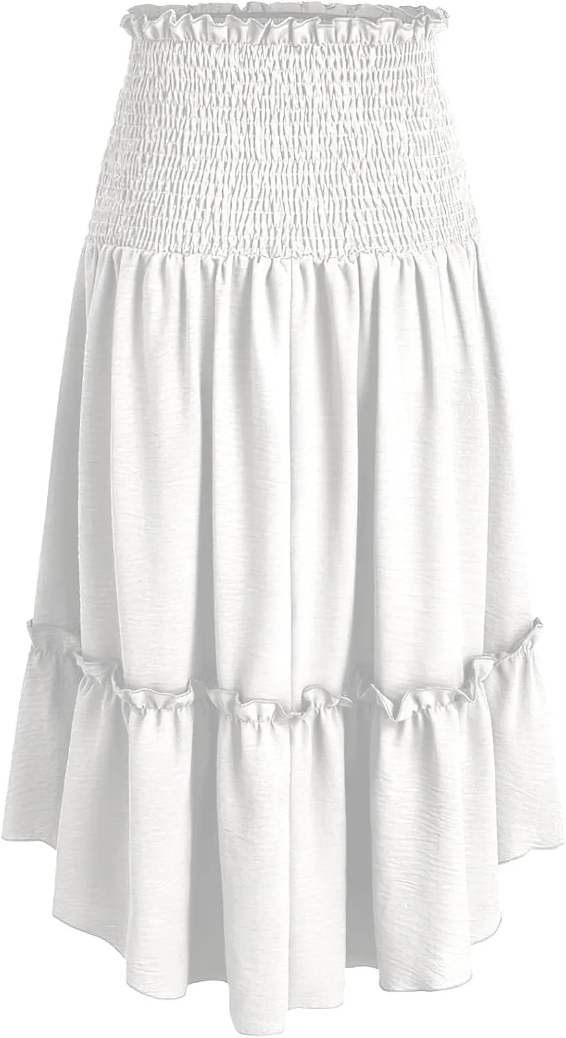 Pleated Skirts for Women Elegant High Waist a Line Skirt Fall Winter Casual Loose Fit Midi Skirt Trendy Long Skirt