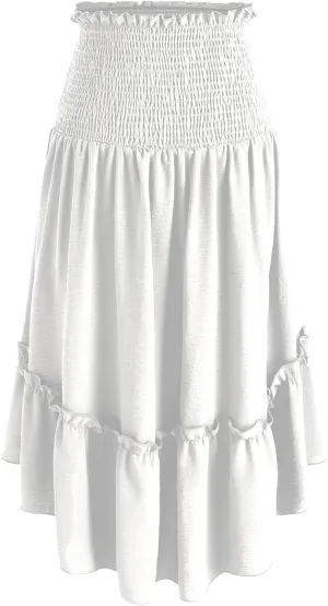 Pleated Skirts for Women Elegant High Waist a Line Skirt Fall Winter Casual Loose Fit Midi Skirt Trendy Long Skirt