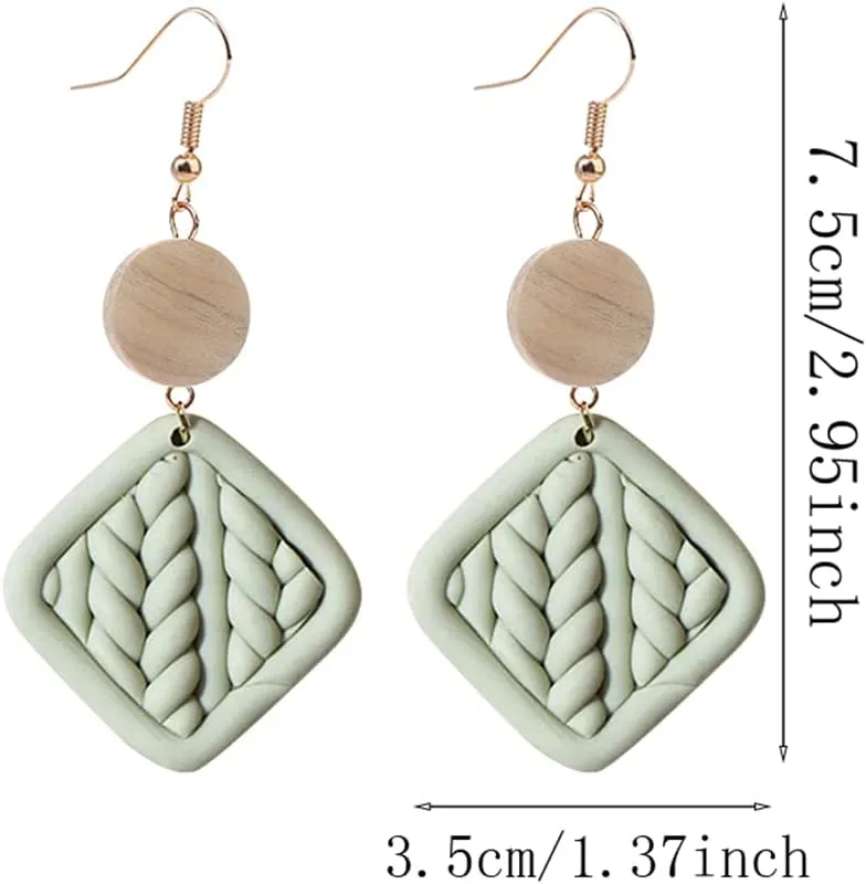 Polymer Clay Rattan Flower Earring Boho Handmade Woven Statement Boho Lightweight Drop Dangle Earrings Jewelry Gifts for Women
