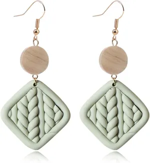 Polymer Clay Rattan Flower Earring Boho Handmade Woven Statement Boho Lightweight Drop Dangle Earrings Jewelry Gifts for Women
