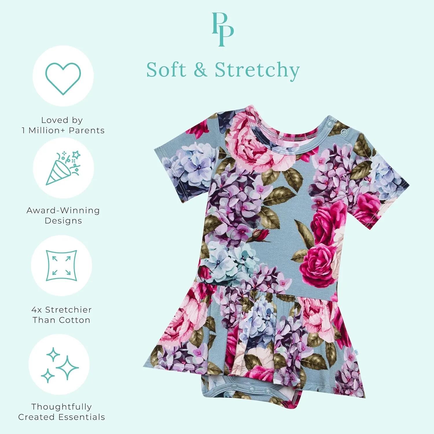 Posh Peanut Baby & Little Girls Dresses for Summer - Twirl Bodysuit Dresses for Girls Made of Soft Viscose from Bamboo