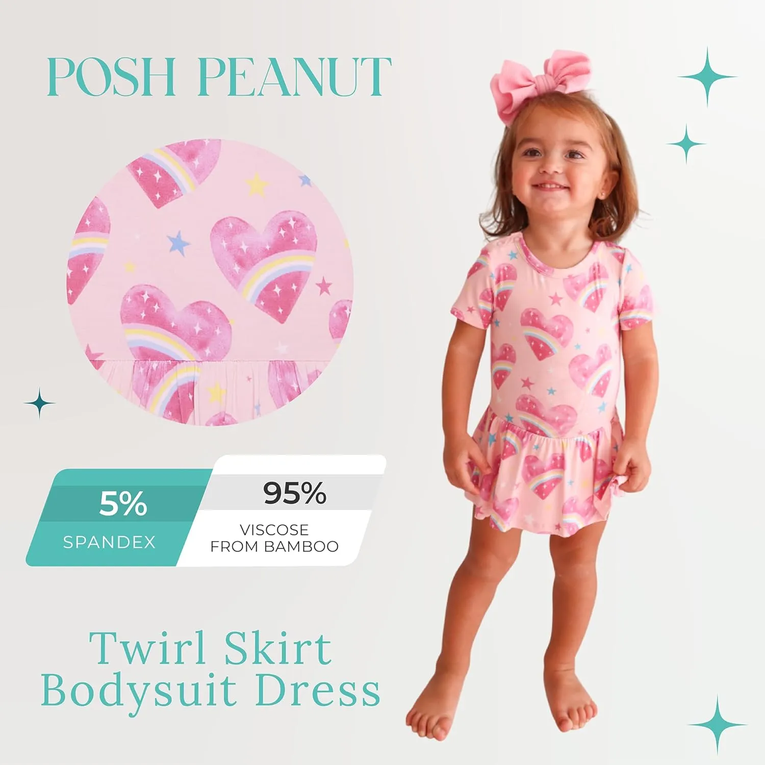 Posh Peanut Baby & Little Girls Dresses for Summer - Twirl Bodysuit Dresses for Girls Made of Soft Viscose from Bamboo