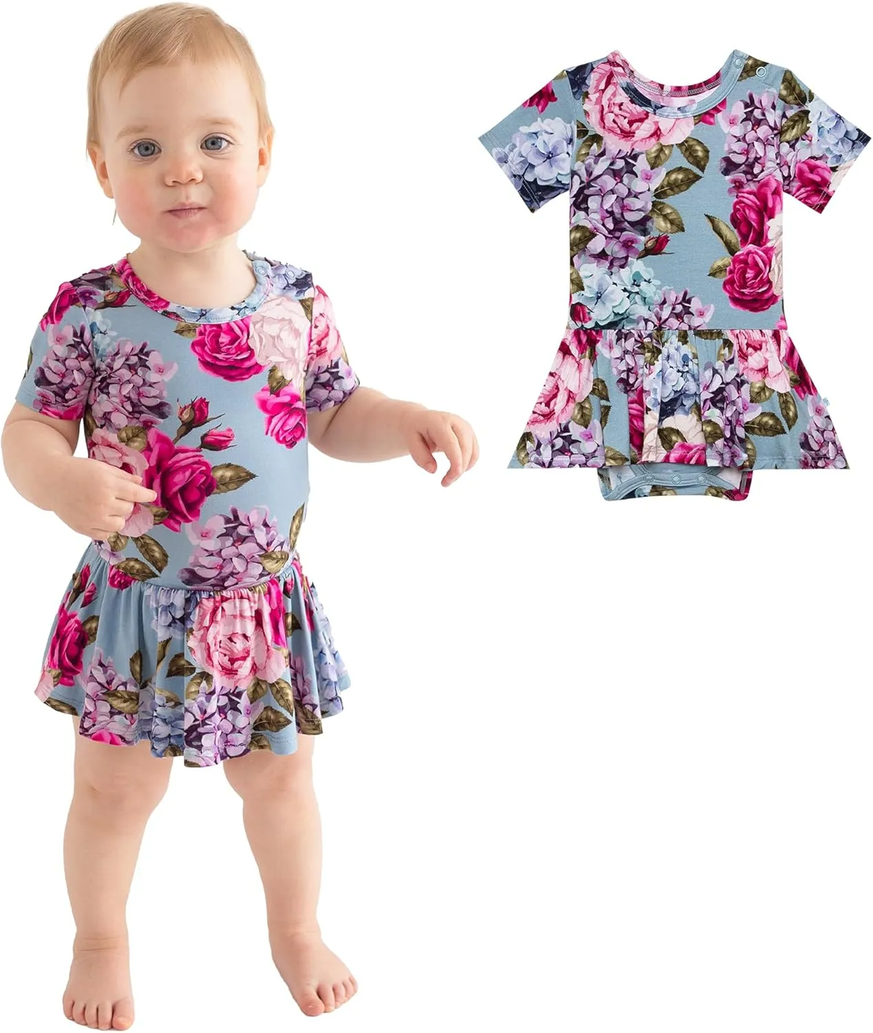 Posh Peanut Baby & Little Girls Dresses for Summer - Twirl Bodysuit Dresses for Girls Made of Soft Viscose from Bamboo
