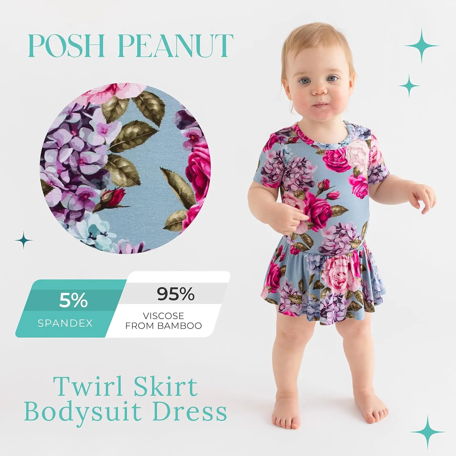 Posh Peanut Baby & Little Girls Dresses for Summer - Twirl Bodysuit Dresses for Girls Made of Soft Viscose from Bamboo