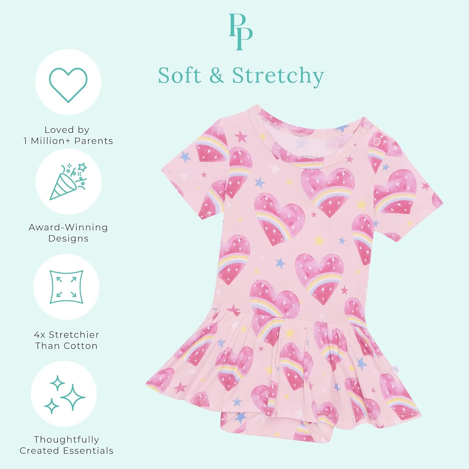 Posh Peanut Baby & Little Girls Dresses for Summer - Twirl Bodysuit Dresses for Girls Made of Soft Viscose from Bamboo