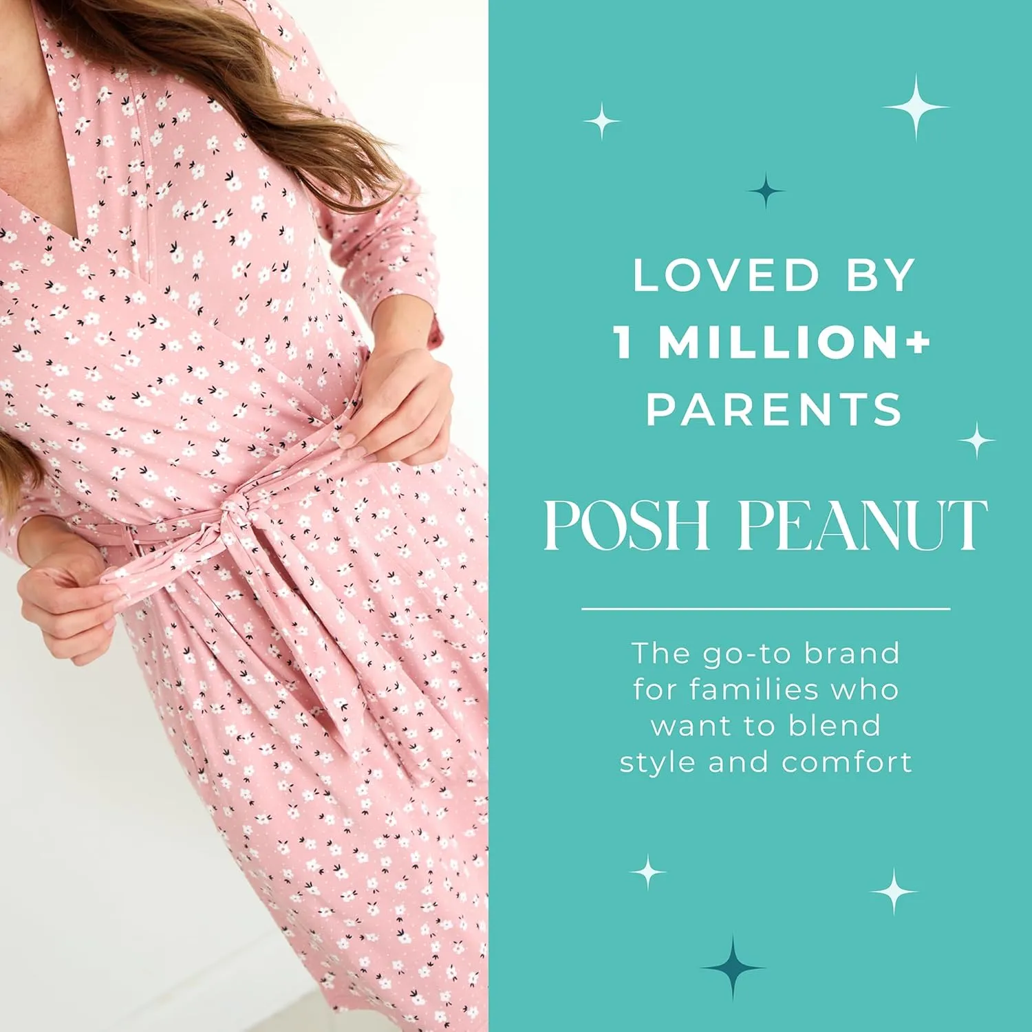 Posh Peanut Maternity Robe for Hospital Delivery - Soft Viscose from Bamboo Postpartum Robe for Women Nursing & Lounging