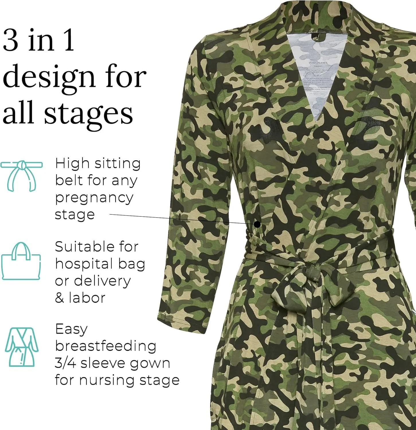 Posh Peanut Maternity Robe for Hospital Delivery - Soft Viscose from Bamboo Postpartum Robe for Women Nursing & Lounging