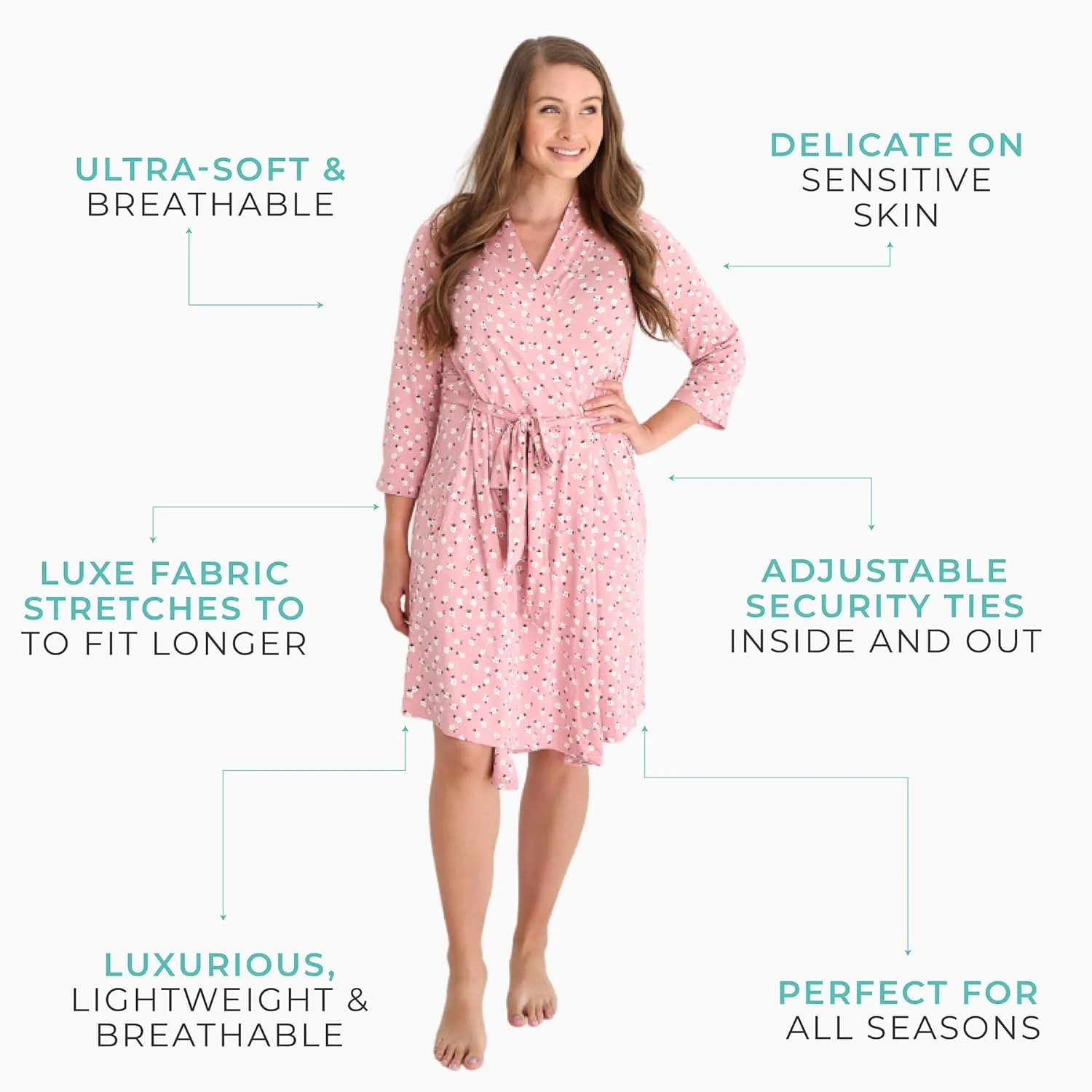 Posh Peanut Maternity Robe for Hospital Delivery - Soft Viscose from Bamboo Postpartum Robe for Women Nursing & Lounging