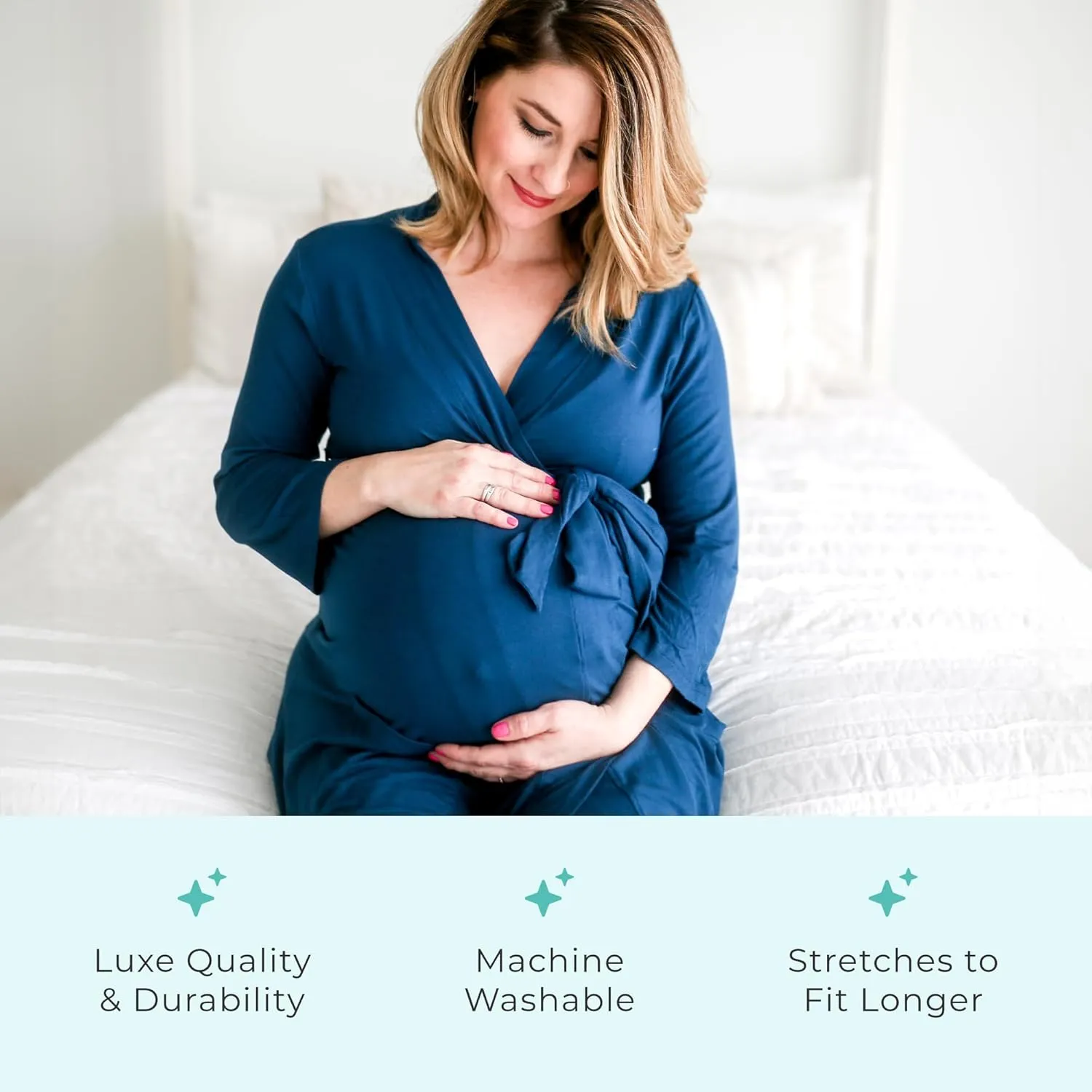Posh Peanut Maternity Robe for Hospital Delivery - Soft Viscose from Bamboo Postpartum Robe for Women Nursing & Lounging