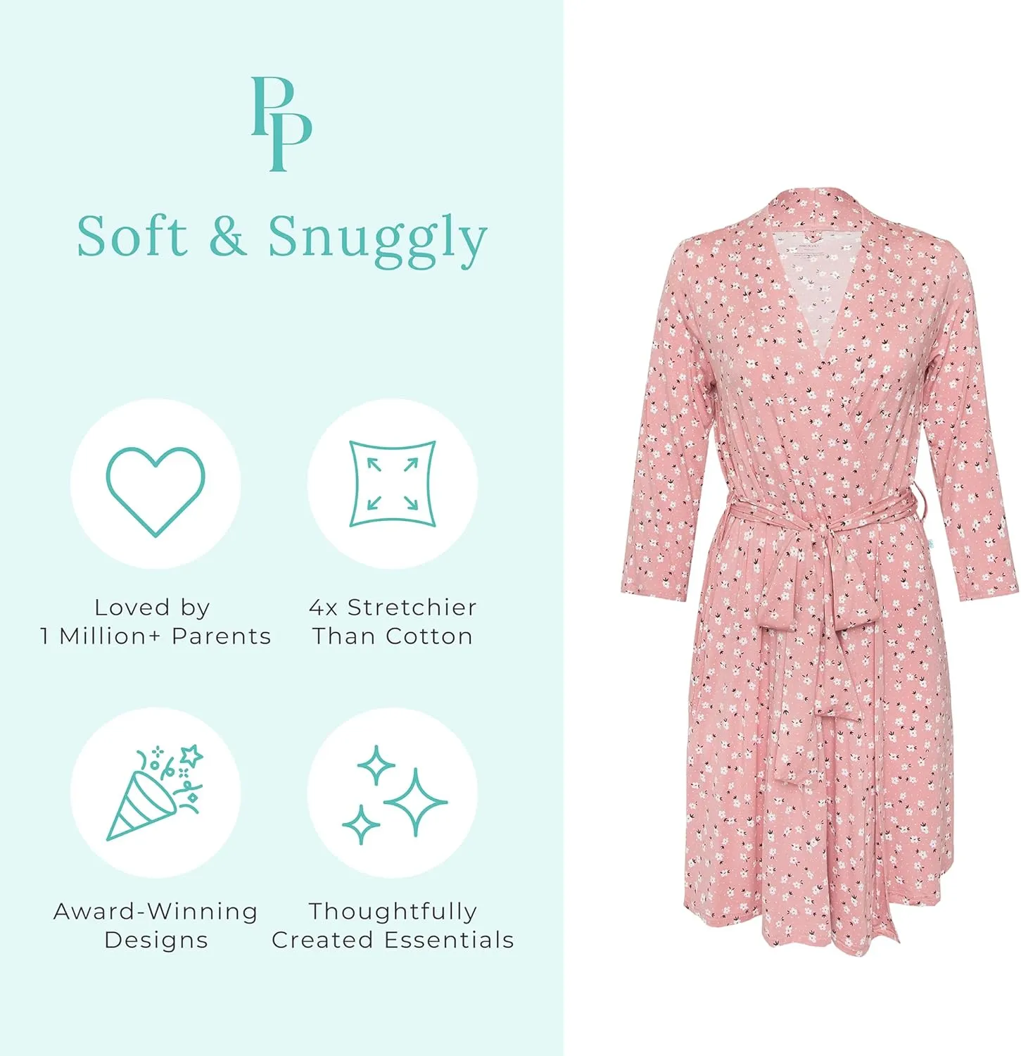 Posh Peanut Maternity Robe for Hospital Delivery - Soft Viscose from Bamboo Postpartum Robe for Women Nursing & Lounging