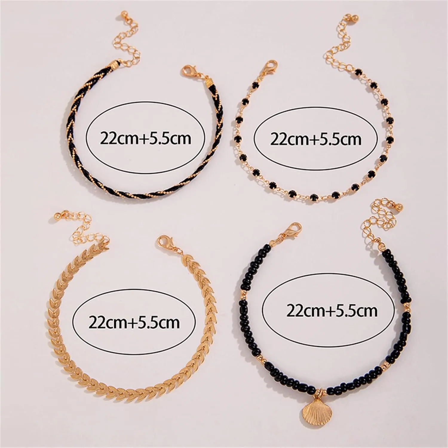 Puka Shell Starfish Anklets for Women Waterproof Layered Beachy Anklet Set Gold Charm Anklet Adjustable Handmade Beaded Foot Link Chain Boho Jewelry Set
