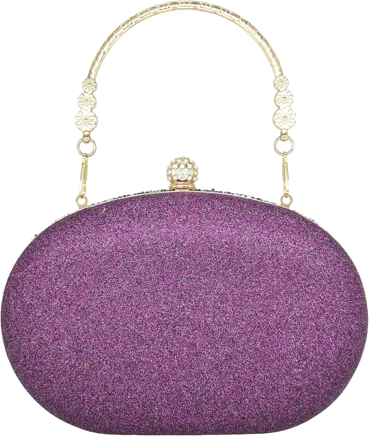 Rhinestone Clutch Purses for Women Evening Wedding Formal - Round Pearl Clasp Handbag - Crystal Diamond Bag