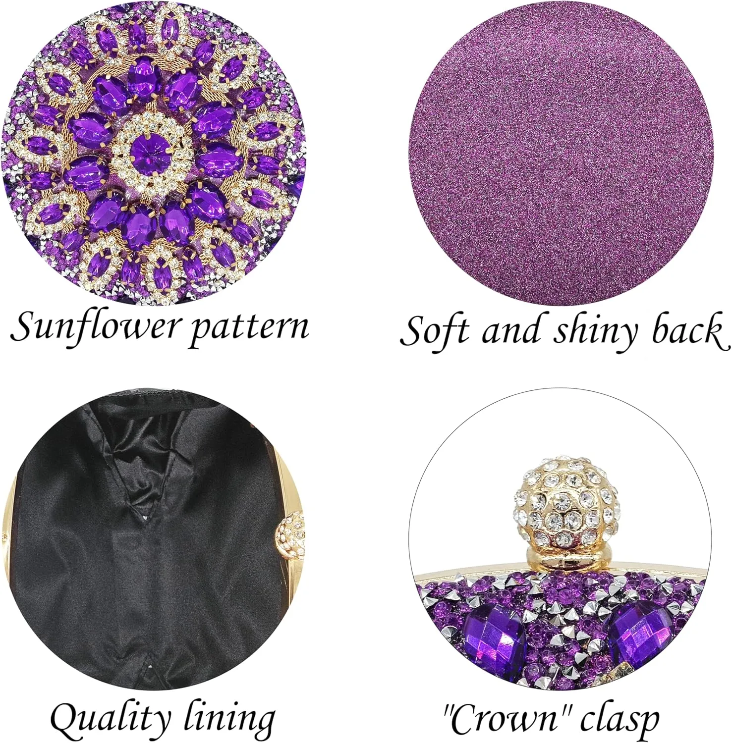 Rhinestone Clutch Purses for Women Evening Wedding Formal - Round Pearl Clasp Handbag - Crystal Diamond Bag