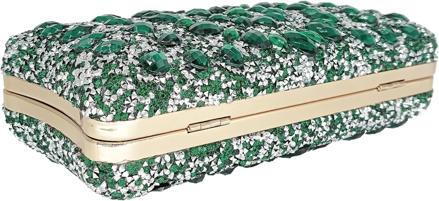 Rhinestone Clutch Purses for Women Evening Wedding Formal - Round Pearl Clasp Handbag - Crystal Diamond Bag