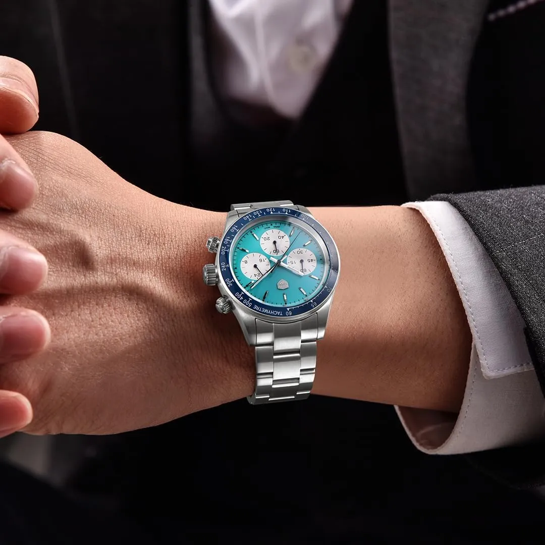 RollsTimi RT7931 Men's Watches Quartz Men Chronograph Stainless Steel Sports Watches for Men's Waterproof Watches Japan VK63 Quartz Movement 40mm Dial Synthetic Sapphire Glass Auto Date