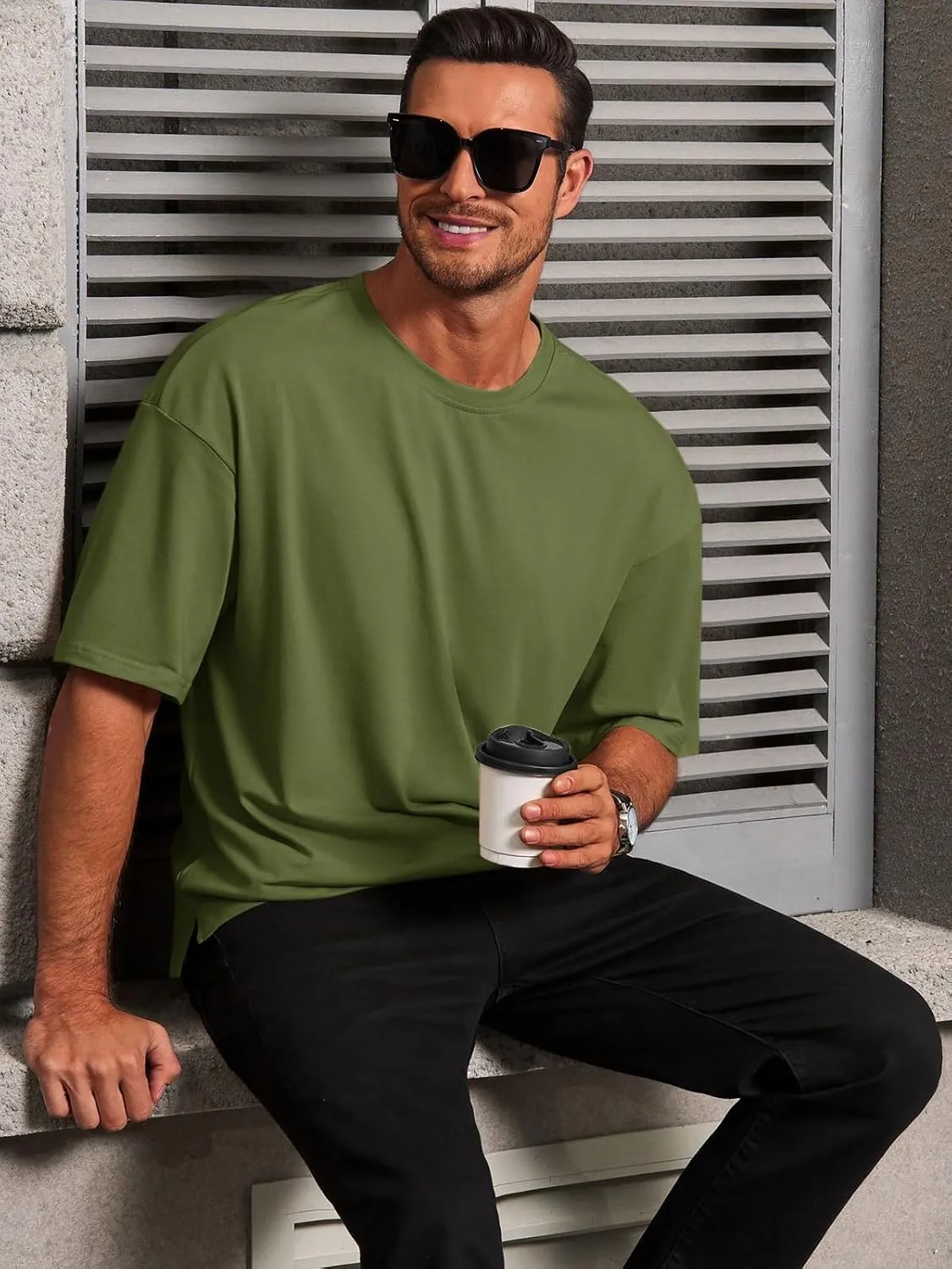 Runcati Mens Casual T-Shirts Short Sleeve Lightweight Oversized Summer Cotton Tee Beach Crew Neck Tops