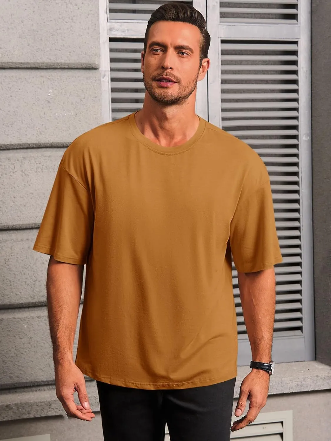 Runcati Mens Casual T-Shirts Short Sleeve Lightweight Oversized Summer Cotton Tee Beach Crew Neck Tops