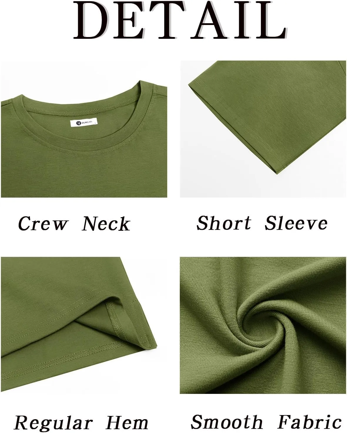 Runcati Mens Casual T-Shirts Short Sleeve Lightweight Oversized Summer Cotton Tee Beach Crew Neck Tops