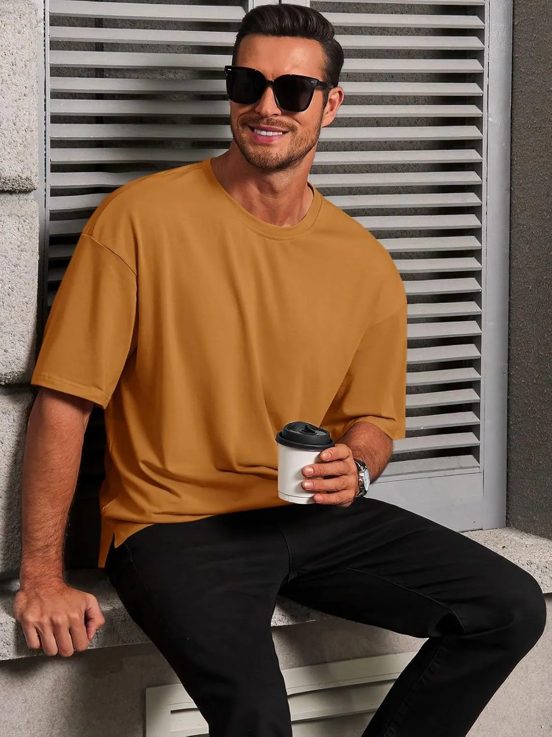 Runcati Mens Casual T-Shirts Short Sleeve Lightweight Oversized Summer Cotton Tee Beach Crew Neck Tops