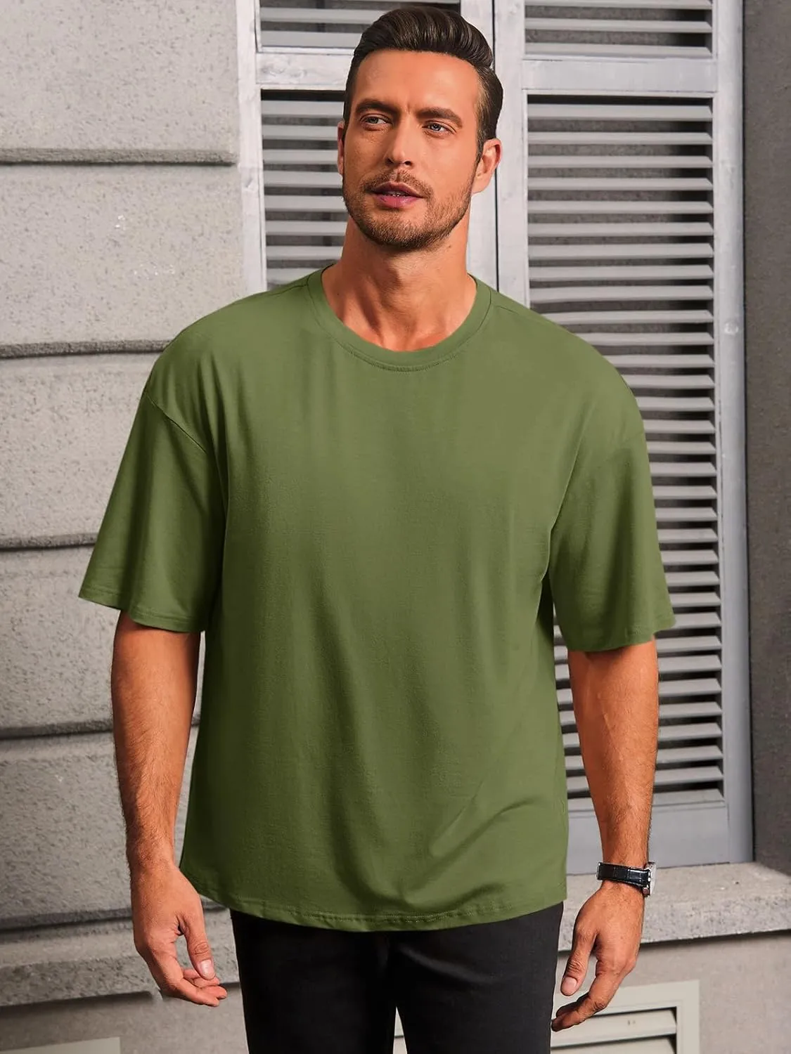 Runcati Mens Casual T-Shirts Short Sleeve Lightweight Oversized Summer Cotton Tee Beach Crew Neck Tops