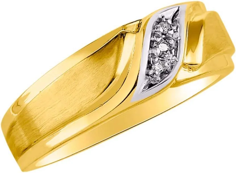 Rylos His/Hers Wedding Bands, featuring Diamonds set in premium Yellow Gold Plated Silver, Available in sizes 6-13, symbolize your commitment with timeless elegance.