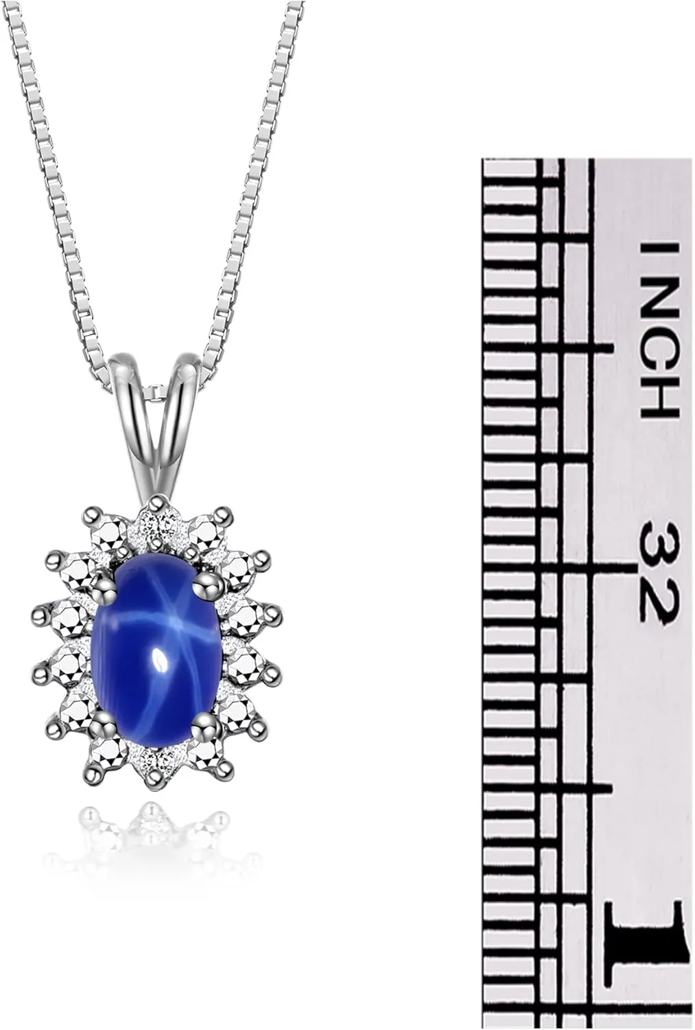RYLOS Sterling Silver Halo Pendant Necklace: Gemstone & Diamond Accent, 18 Chain - 6X4MM Birthstone Women's Jewelry - Timeless Elegance