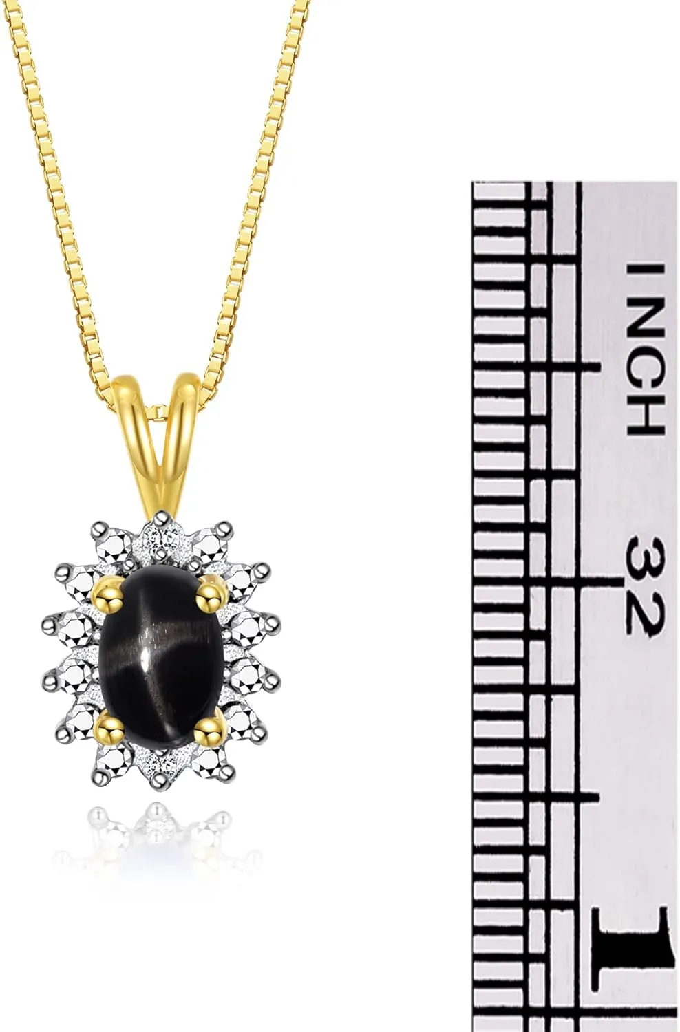 RYLOS Yellow Gold Plated Silver Halo Pendant Necklace: Gemstone & Diamond Accent, 18 Chain - 6X4MM Birthstone Women's Jewelry - Timeless Elegance