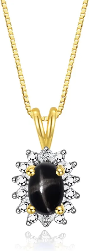 RYLOS Yellow Gold Plated Silver Halo Pendant Necklace: Gemstone & Diamond Accent, 18 Chain - 6X4MM Birthstone Women's Jewelry - Timeless Elegance