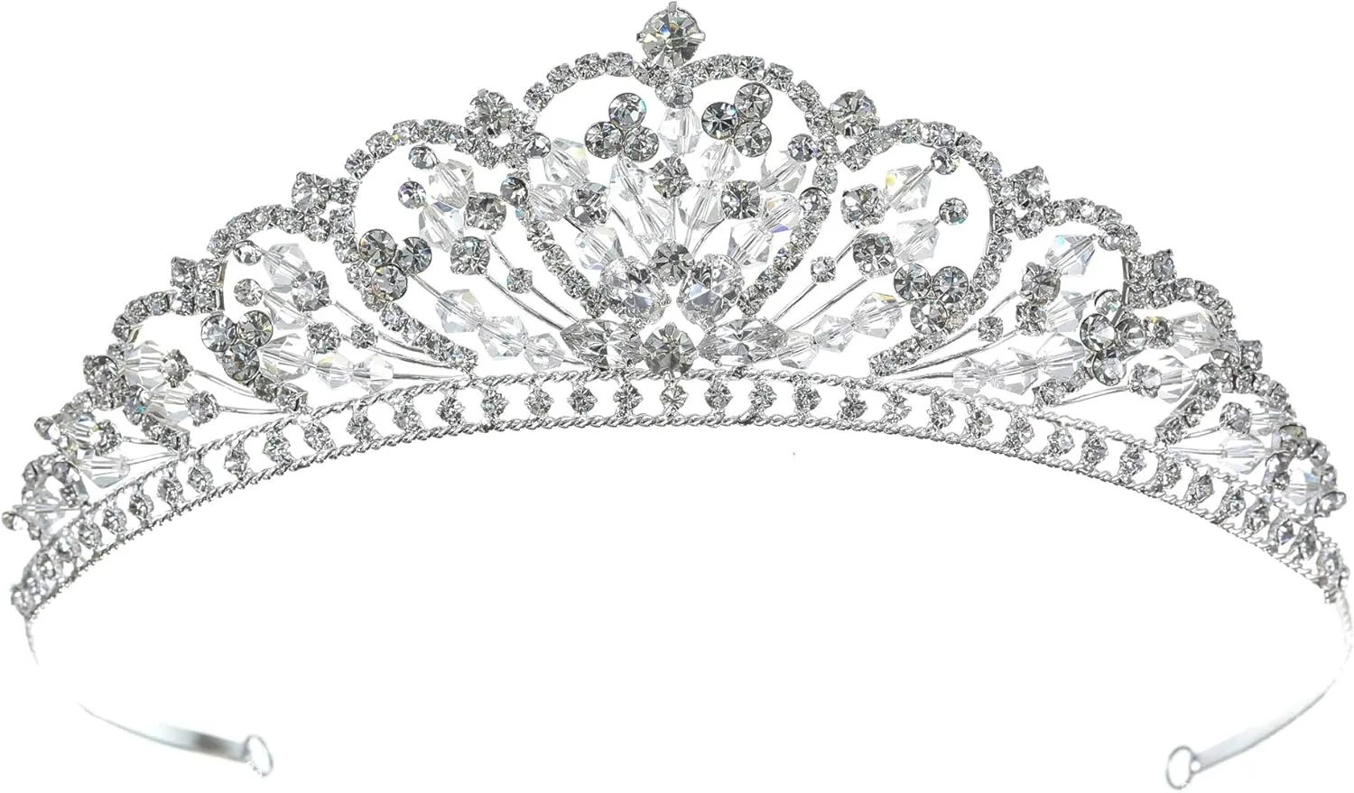 SAMKY Handmade Floral Pattern Crystal Beads Bridal Tiara Crown T911